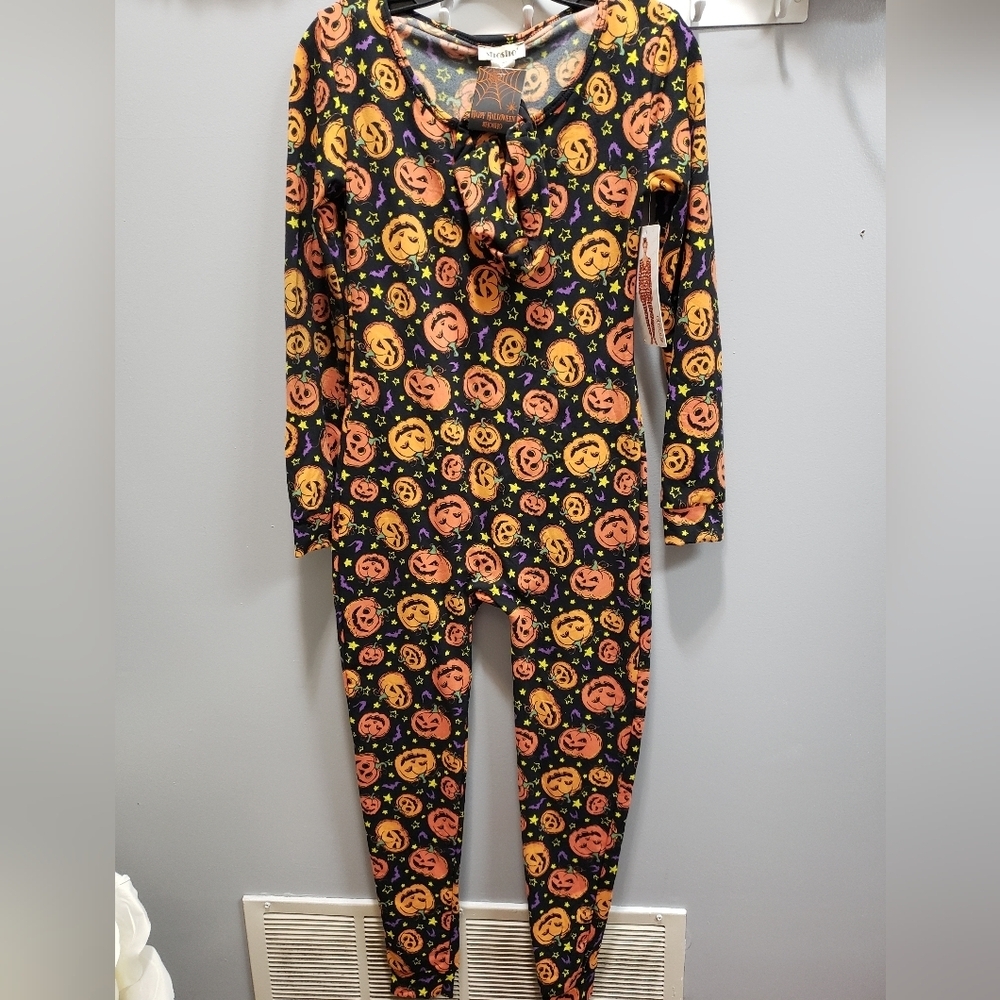 Shosho One-Piece Halloween Fleece Lined Lounger Pajama with Matching Headband